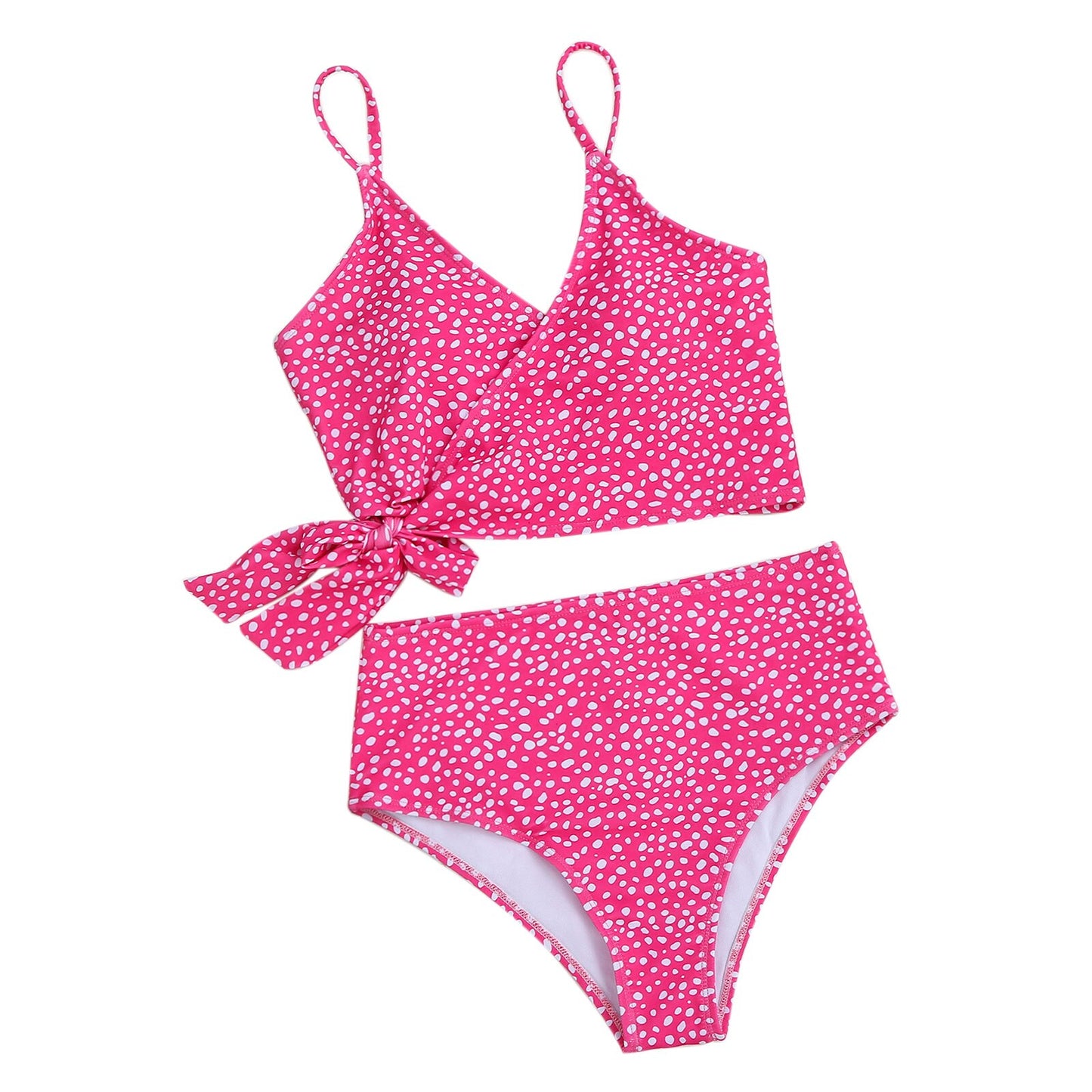 Women's Bikini Set Sexy Cross Bandage Dot Print Bra and Panty Swimsuit Two-piece Suit for Vacation Swimming Beach