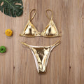 Summer Thong Bikini Set Women Sexy Silver Gold Sequinis Biquini Swimwear Push Up Padded Bra Bathing Suit Beach Wear