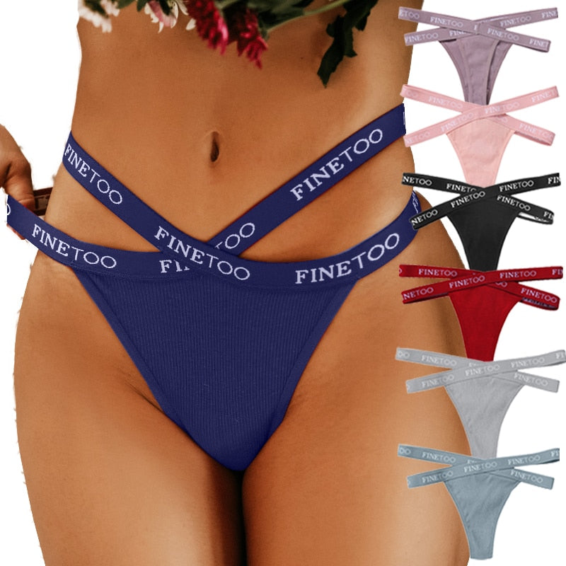 Low Waist Letter Belt Cotton G-String Thong