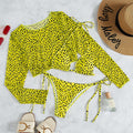Leopard Print 3-Piece Long Sleeve Bikini Set