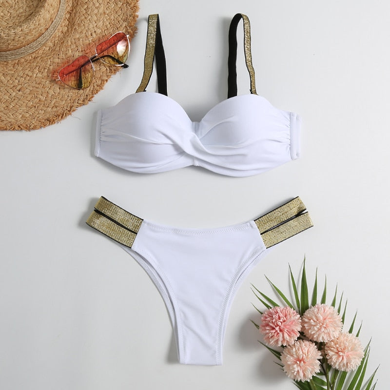 Vintage Retro Patchwork Micro Thong Bikini
