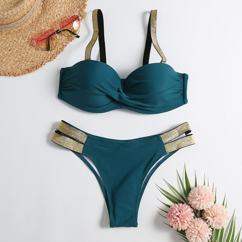 Vintage Retro Patchwork Micro Thong Bikini