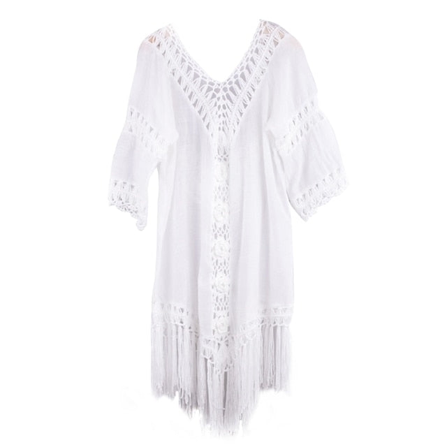 H58D Womens Bikini Cover-Ups Pullover Beach Dress Hollow Crochet Sexy Short Sleeve Beachwear Cover Down Sleep Swimwear Cover