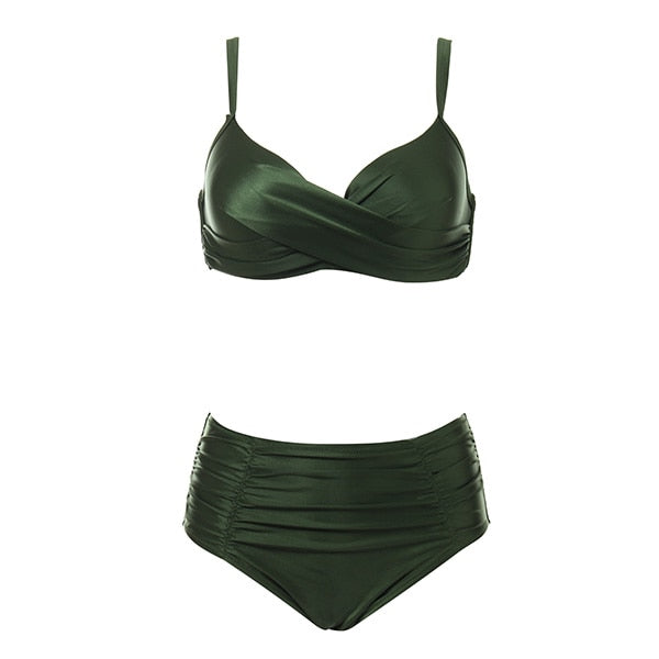 HOMGAO 2022 New Women Large Size Swimsuit Two Piece Bikini Set Sexy V-Neck Swimwear Bathing Suits Maillot De Bain Femme XL-4XL
