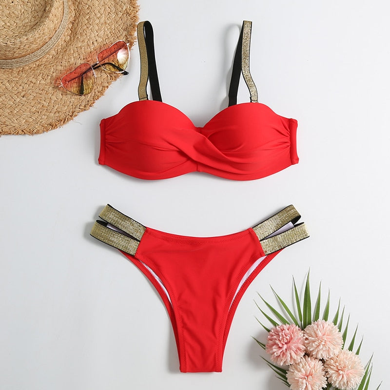 Vintage Retro Patchwork Micro Thong Bikini