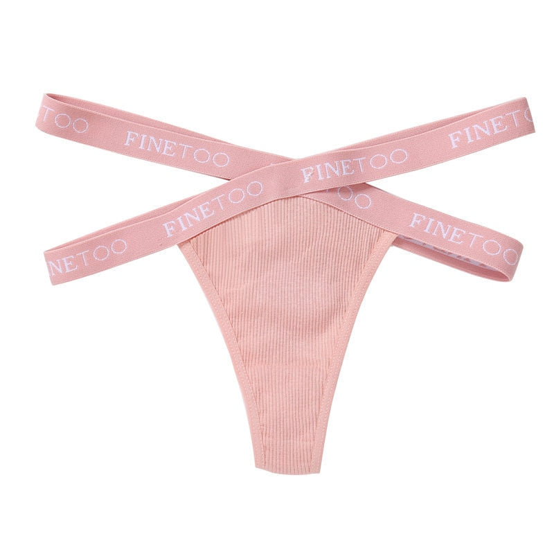 Low Waist Letter Belt Cotton G-String Thong