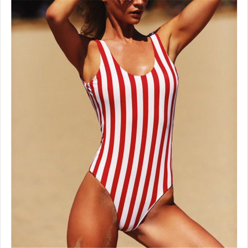 2019 Summer New Stripped One-Piece Swimsuit Women Bathing Suit Swimwear Beachwear Women One Piece Bikinis