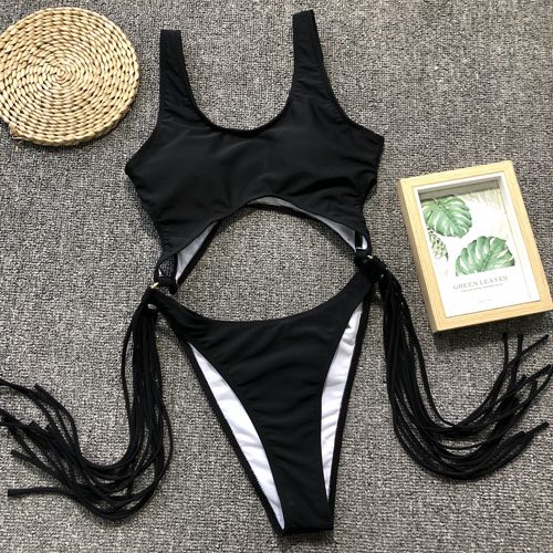 Splicing High Cut Out One Piece Swimsuit Women Tassel Swimwear Female Sexy Bathing Suit String Leopard bikini 2022 Monokini Lady