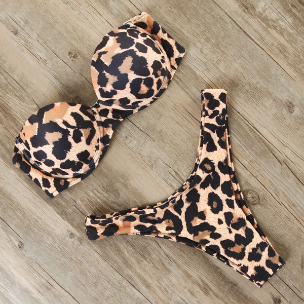 Leopard Brazilian Push Up Bikini Set