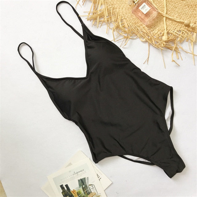 2022 V Neck Scrunch Butt Female Swimwear One Piece Swimsuit Women Backless Monokini Sexy High cut Bathing Suit Swim Bodysuit