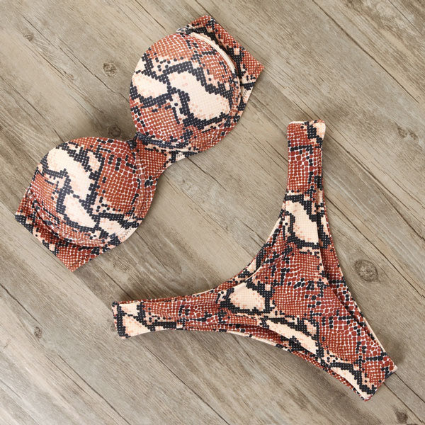 Leopard Brazilian Push Up Bikini Set