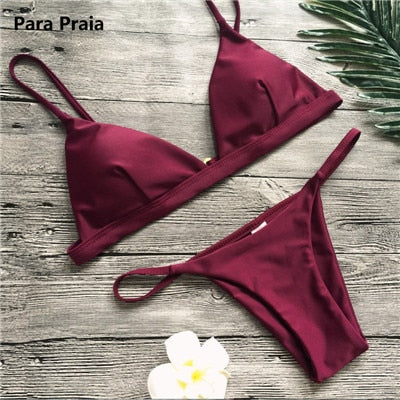 Halter Low Waist Brazilian Push Up Bikini Set