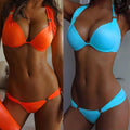 Sexy Women Suumer Beach Solid Swimwear Padded Bra Thong Bikini Set Push up Beach Bathing Swimsuit