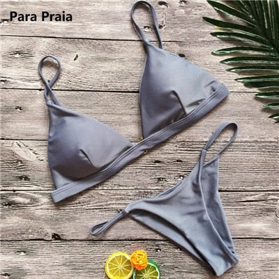 Halter Low Waist Brazilian Push Up Bikini Set