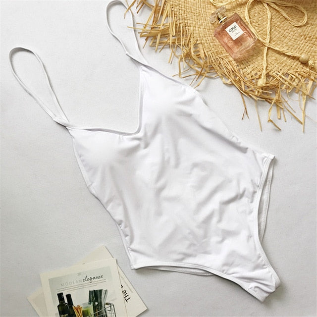 2022 V Neck Scrunch Butt Female Swimwear One Piece Swimsuit Women Backless Monokini Sexy High cut Bathing Suit Swim Bodysuit