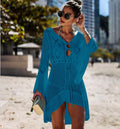 New Crochet Cover Ups Lace Hollow Swimsuit Beach Dress Women Summer Lady Cover-Ups Bathing Suit Beach Wear Tunic Bikini Blouse