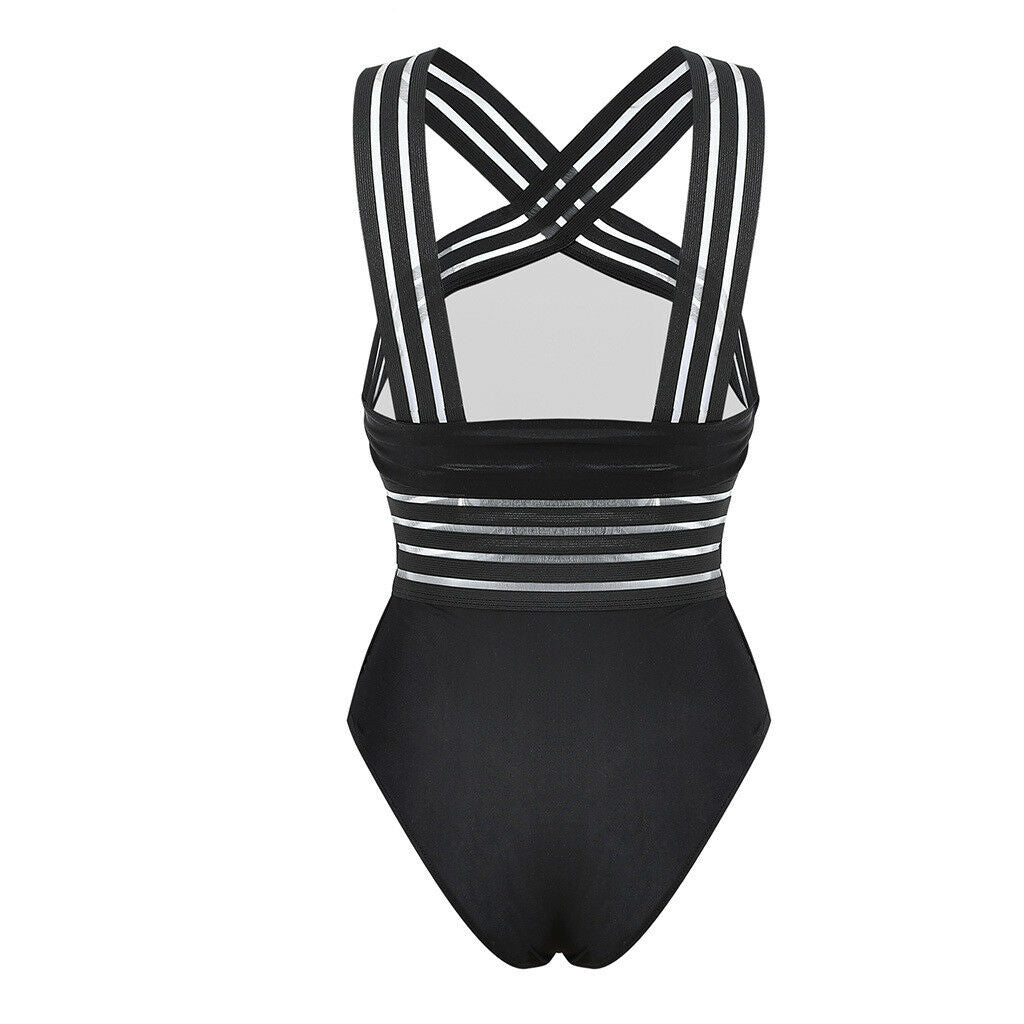 Sexy Black Striped One Piece Bikini Women's Bandage Push Up Monokini Swimwear Swimsuit Beach Triangle Bathing Suit