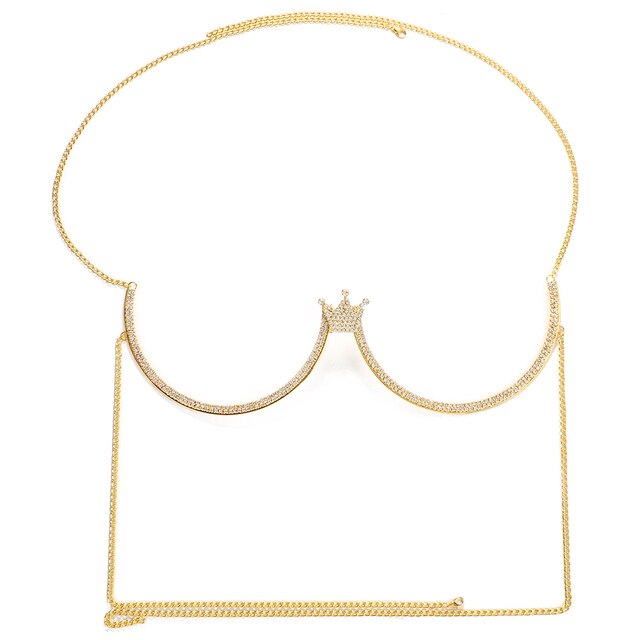 Crystal Heart Chest Bra Body Chain Necklace
