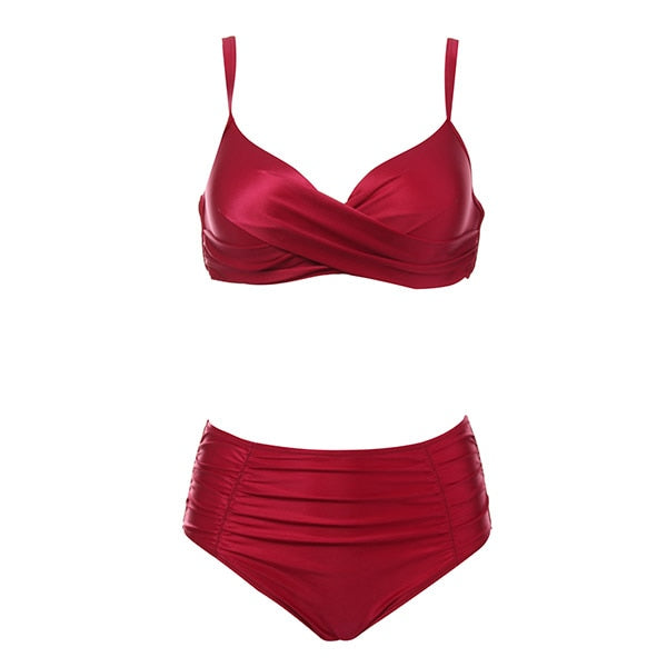 HOMGAO 2022 New Women Large Size Swimsuit Two Piece Bikini Set Sexy V-Neck Swimwear Bathing Suits Maillot De Bain Femme XL-4XL