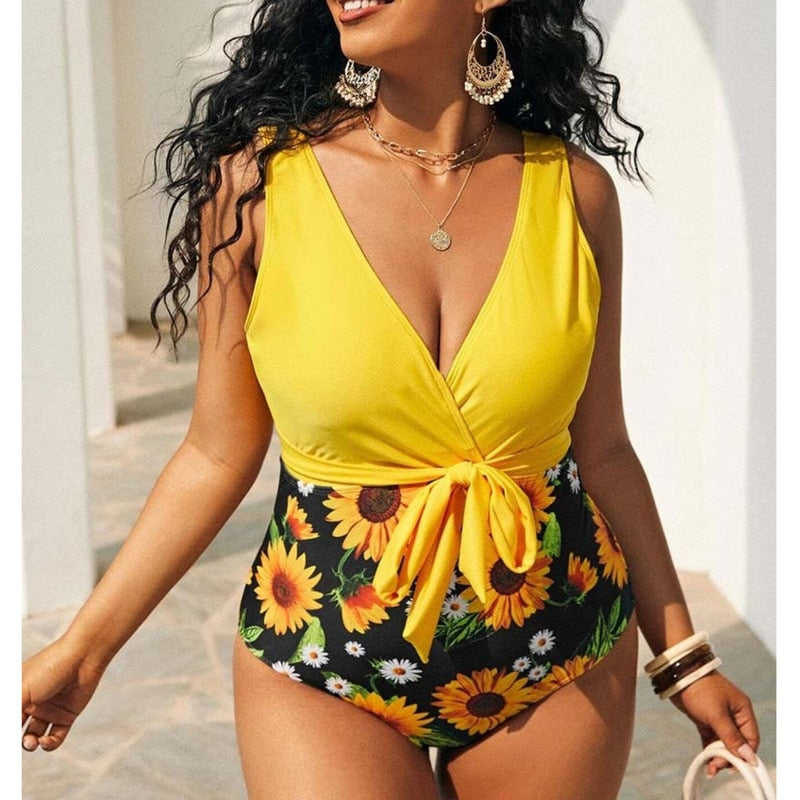 Sexy One-Piece Large Size Swimwear 2022 Push Up Women Plus Size Swimsuit Closed Bodysuit Female Bathing Suit For Pool Beachwear