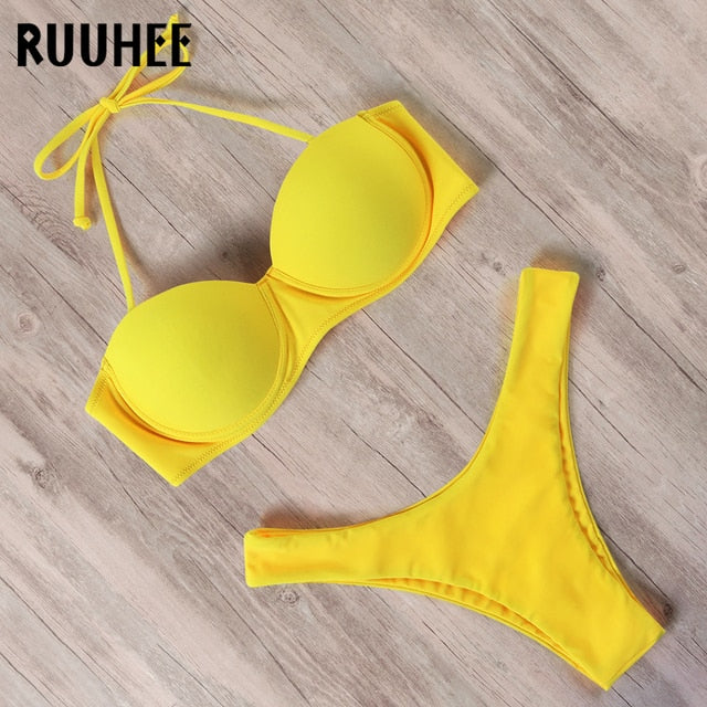 Leopard Brazilian Push Up Bikini Set