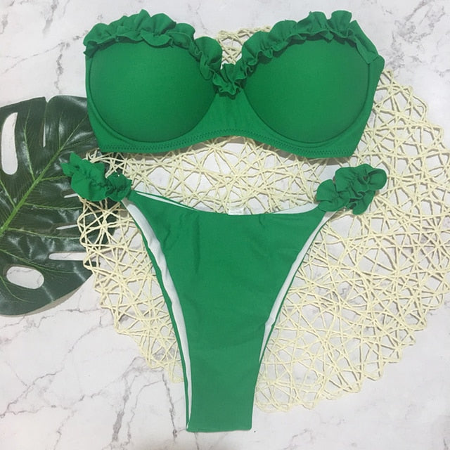 Leopard Brazilian Push Up Bikini Set