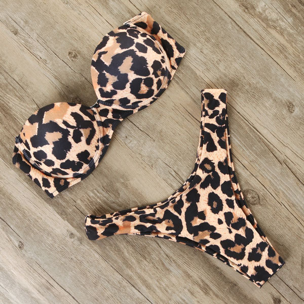 Leopard Brazilian Push Up Bikini Set