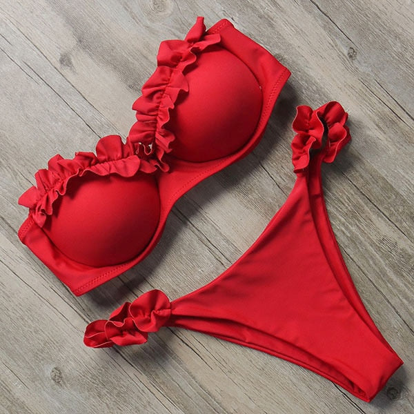 Leopard Brazilian Push Up Bikini Set