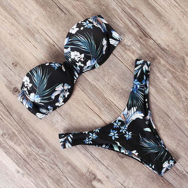 Leopard Brazilian Push Up Bikini Set