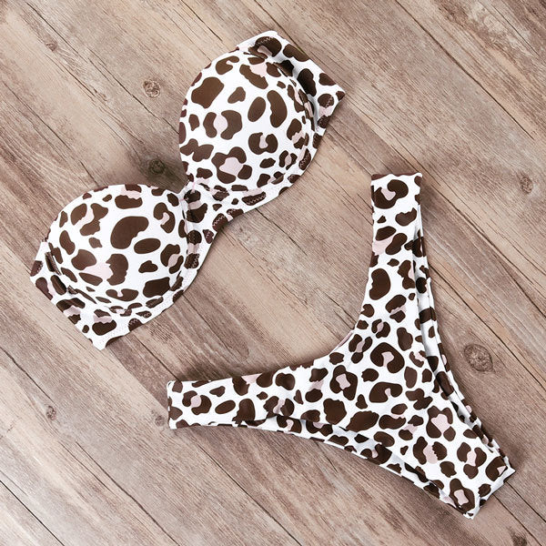 Leopard Brazilian Push Up Bikini Set