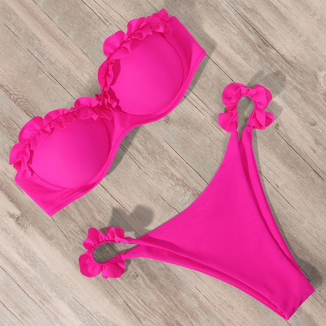 Leopard Brazilian Push Up Bikini Set