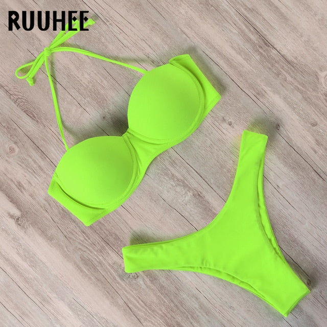 Leopard Brazilian Push Up Bikini Set