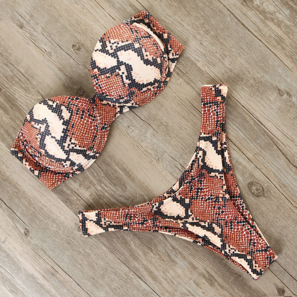 Leopard Brazilian Push Up Bikini Set