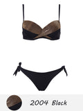 Halter Bandage Solid Push Up Bikini Set