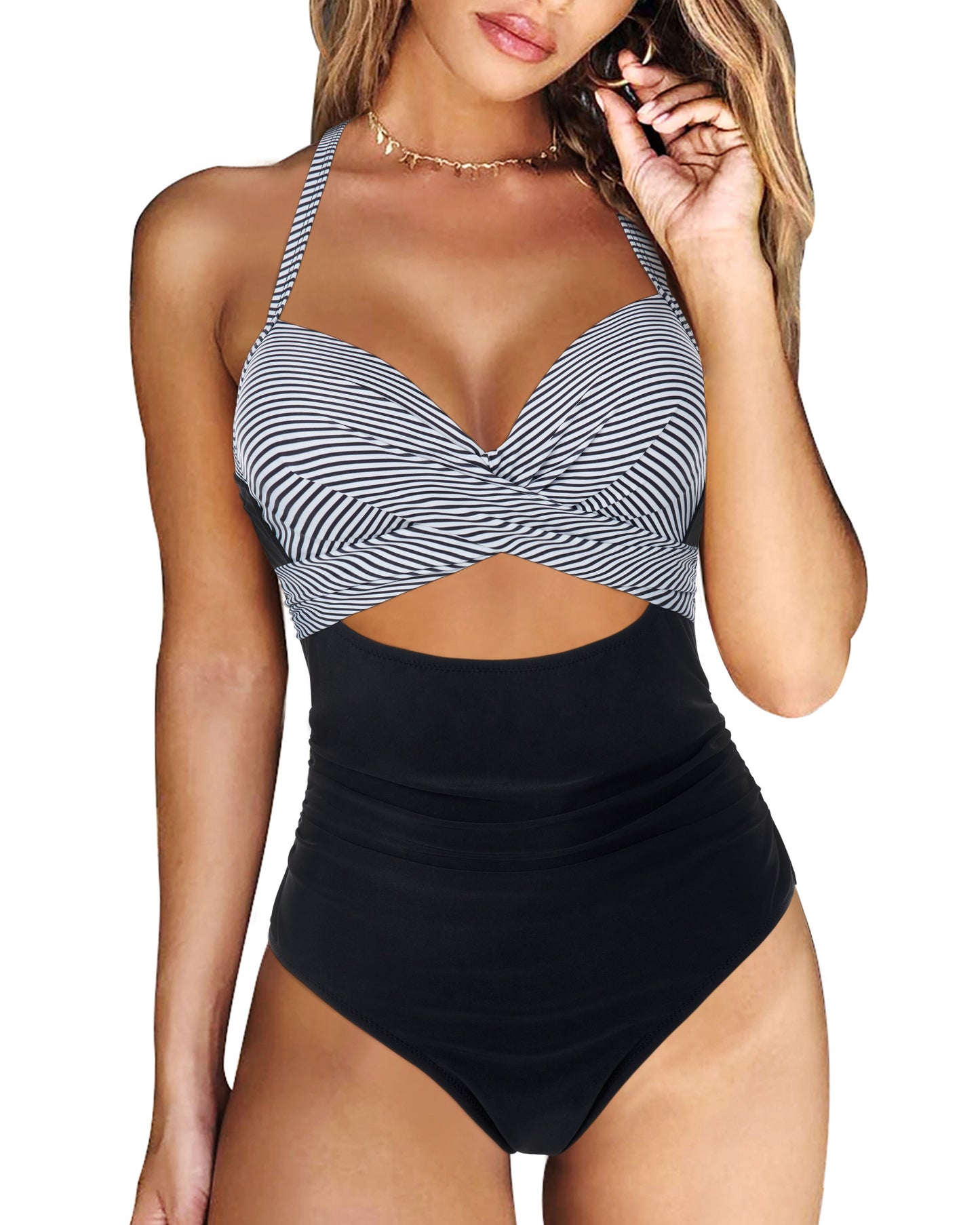 Push Up One Piece Swimsuit Women 2023 Cut Out Swimwear Female High Waist Beachwear XL Halter Monokini Women Swimsuit One Piece