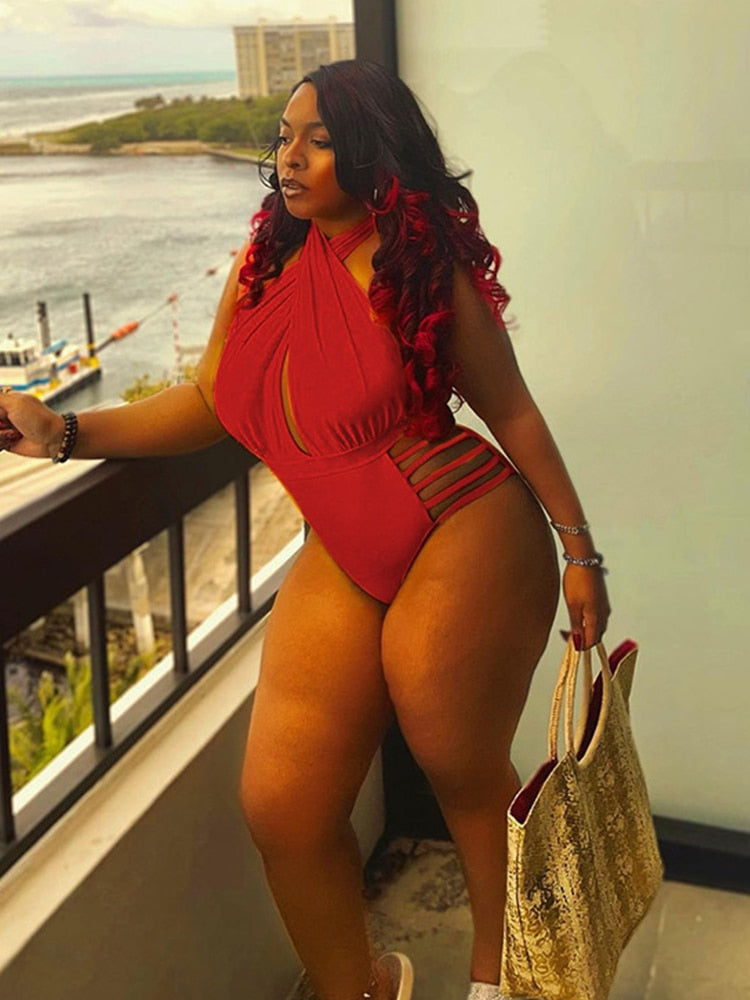 Summer Sexy Outfits for Woman Clothing Backless One Piece Bikini Plus Size Halter Swimsuit 4xl Wholesale Bulk Dropshipping
