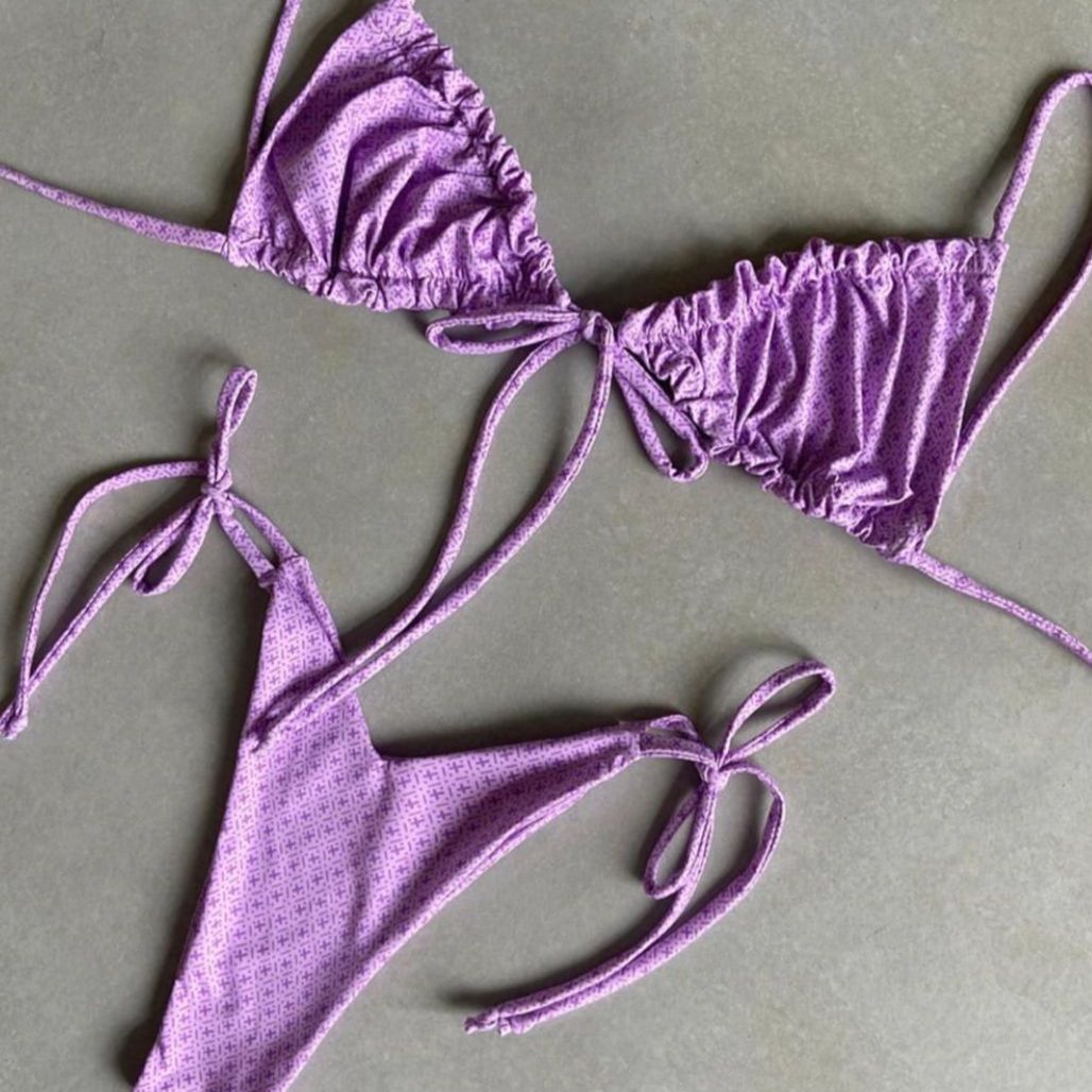 Low Waist Triangle Print Bikini Set