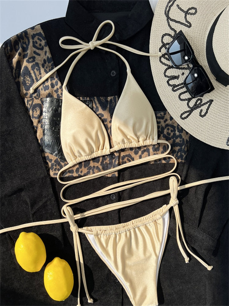 Brazilian Bandage Solid Micro Bikini Set