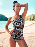 Andzhelika Sexy One Shoulder One Piece Swimsuit 2022 New Off Shoulder Mesh Patchwork Swimwear Bodysuit Bathing Suit Monokini