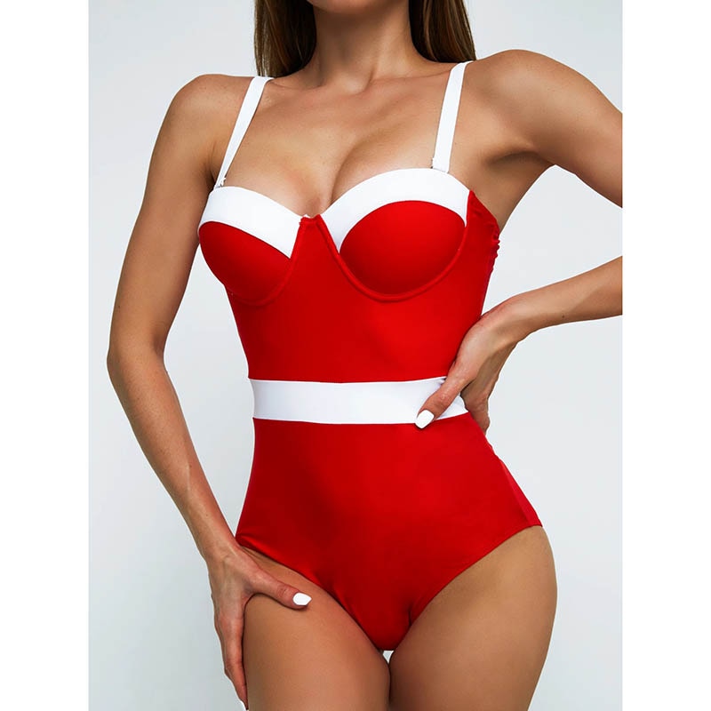 Riseado Sexy Push Up One Piece Swimsuit Colorblock Swimwear Women 2023 Underwire Bodysuit Bathing Suit Swimming Suit For Women