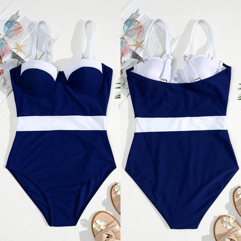 Riseado Sexy Push Up One Piece Swimsuit Colorblock Swimwear Women 2023 Underwire Bodysuit Bathing Suit Swimming Suit For Women