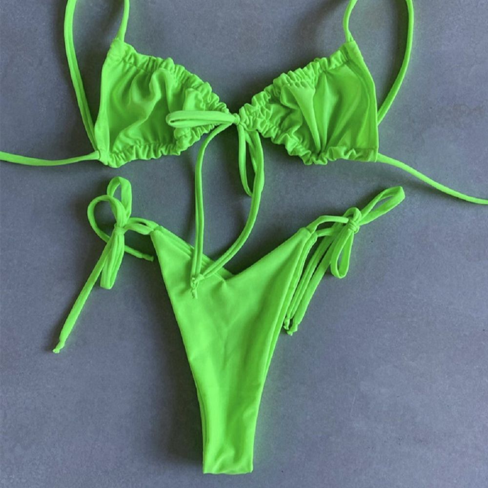 Low Waist Triangle Print Bikini Set