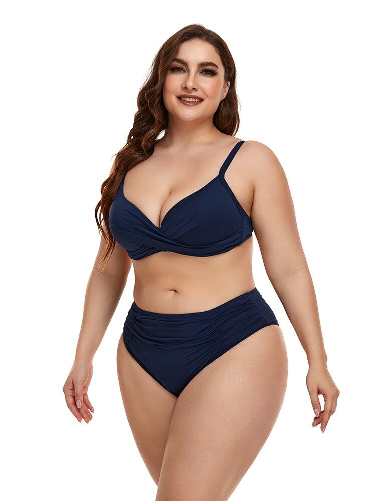 HOMGAO 2022 New Women Large Size Swimsuit Two Piece Bikini Set Sexy V-Neck Swimwear Bathing Suits Maillot De Bain Femme XL-4XL