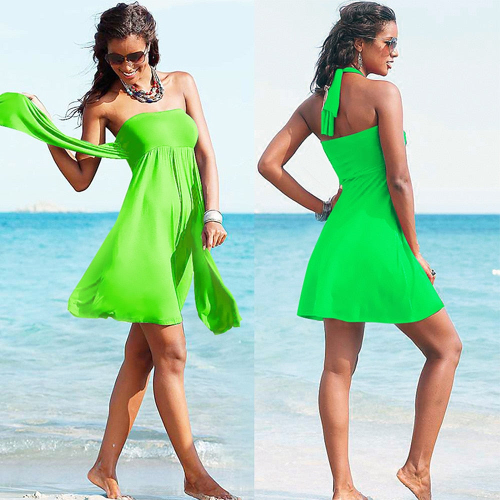 Sexy Women's Bikini Bandage Beach dress worn in many ways Seaside holiday skirt YF002