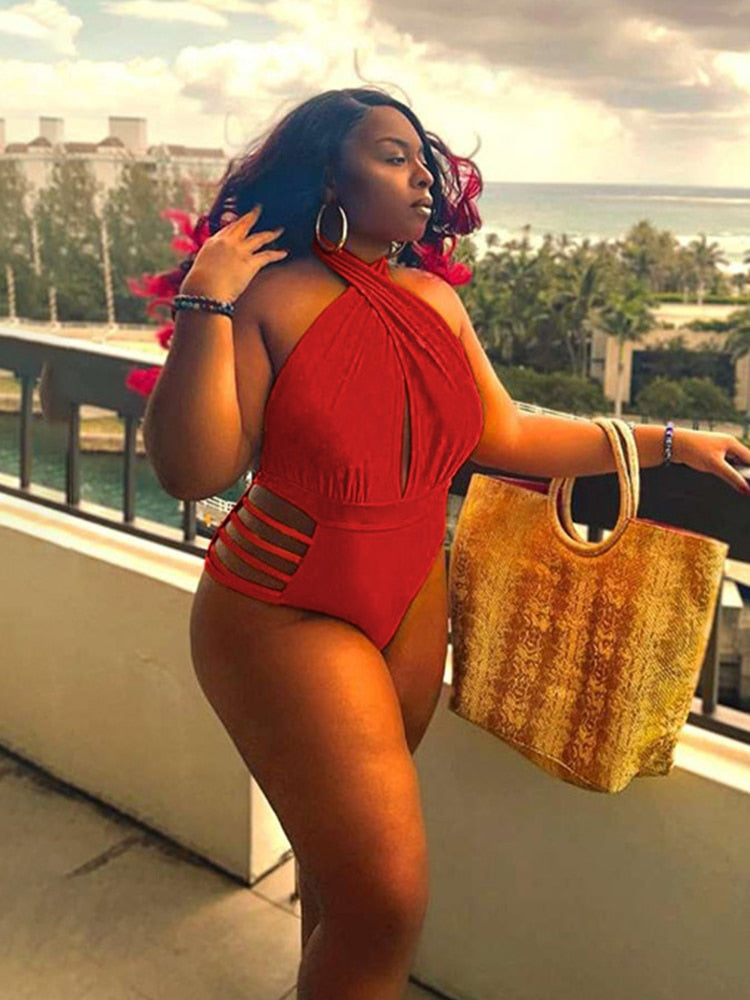 Summer Sexy Outfits for Woman Clothing Backless One Piece Bikini Plus Size Halter Swimsuit 4xl Wholesale Bulk Dropshipping