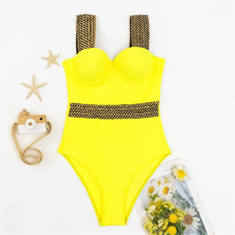 Sexy Push Up One Piece Swimsuit Women 2023 New Stitch Detail Swimwear Monokini Bodysuit Female Beachwear Swimming Bathing Suit