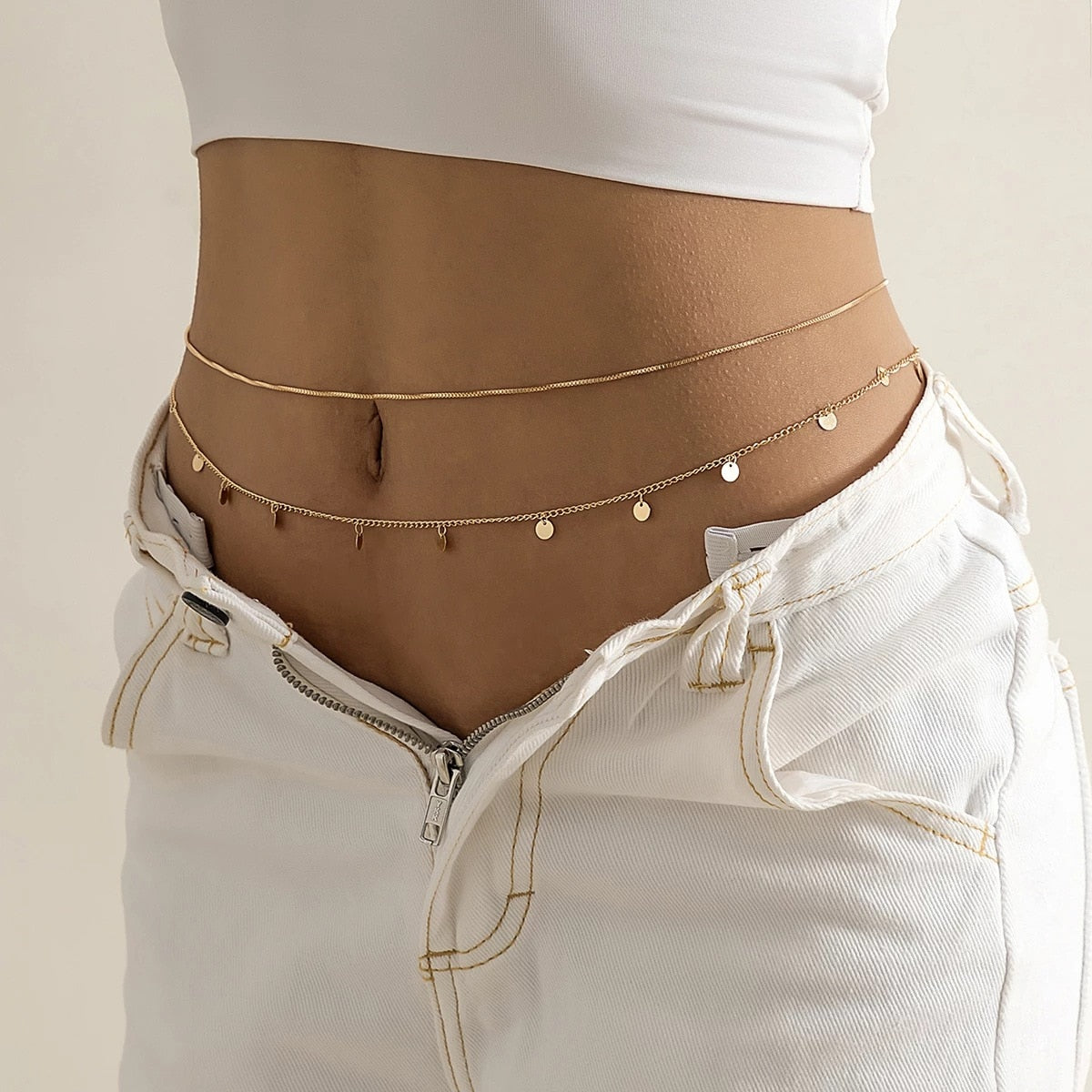 Sexy Double Thin Chain Women's Waist Chain Charming Butterfly Stainless Steel Belly Chain Summer Beach Bikini Body Jewelry