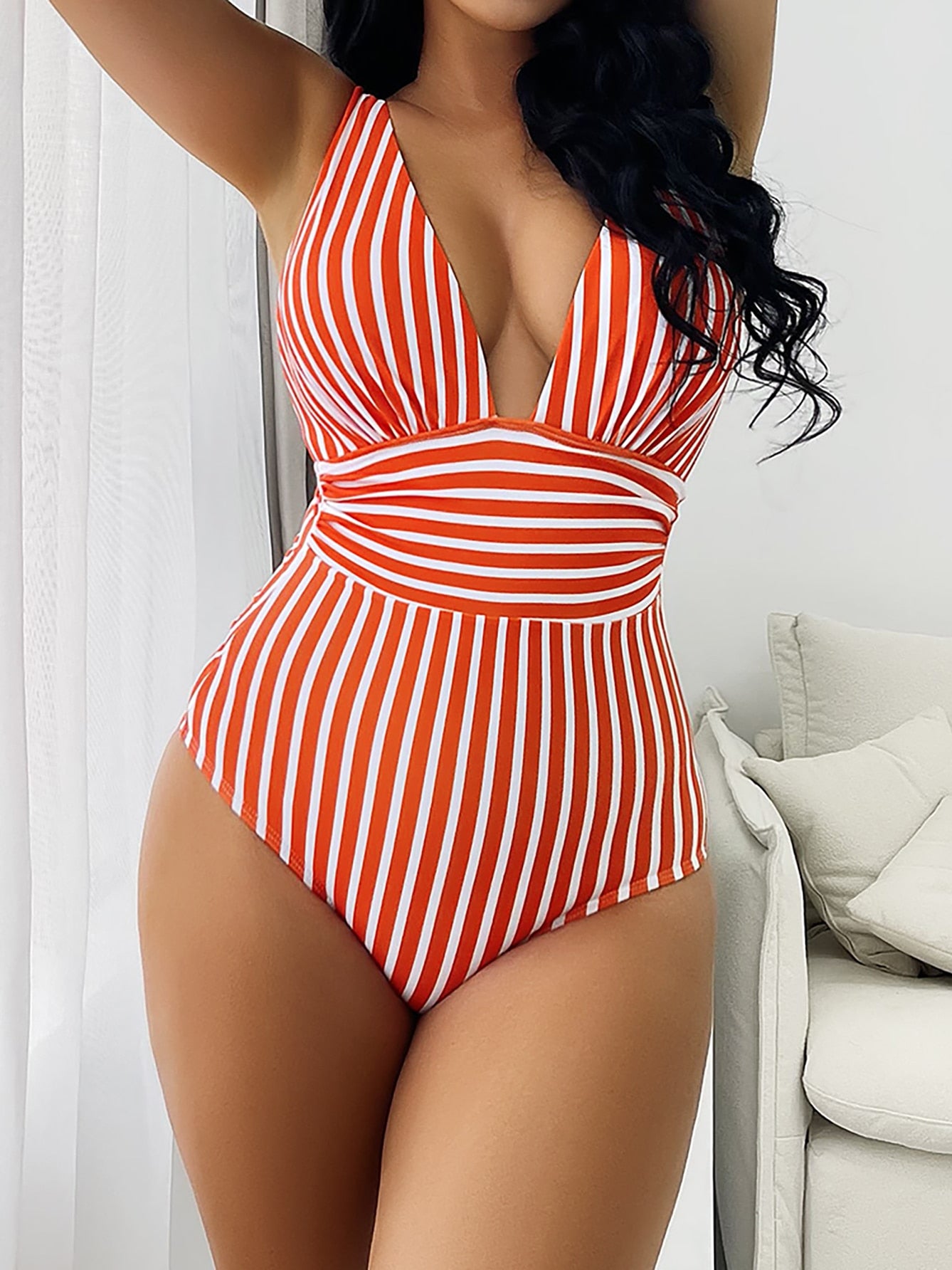 Sexy Striped Swimwear Woman 2022 New One Piece Swimsuit Female Bathing Suits Summer Swimming Suit for Women Beach Wear Monokini