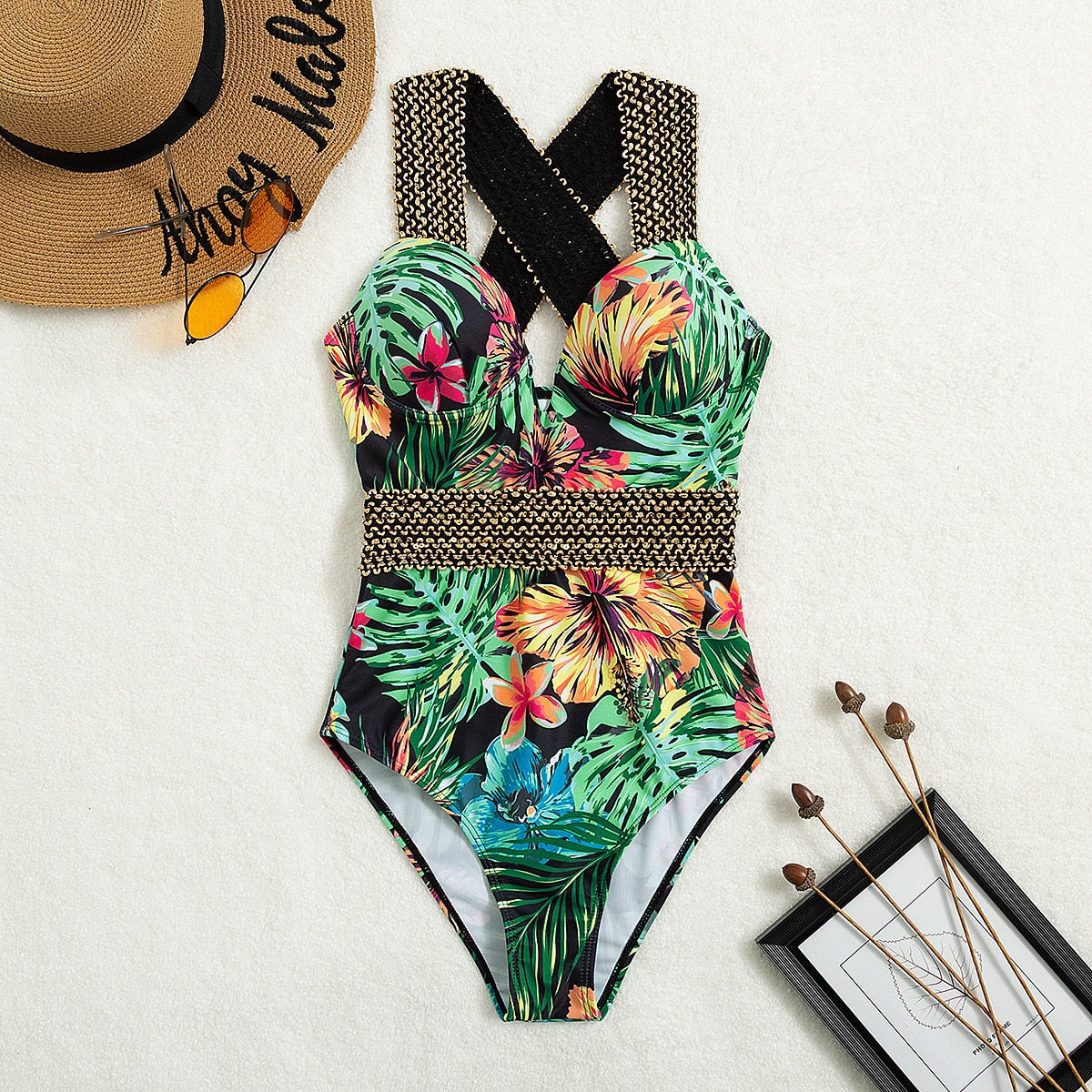 Sexy Push Up One Piece Swimsuit Women 2023 New Stitch Detail Swimwear Monokini Bodysuit Female Beachwear Swimming Bathing Suit