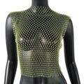 Rhinestone Mesh See-Through Crop Top